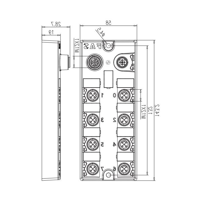 M12 interface, IO-Link Hub, NPN, 16DI, Expandable module, 00B933