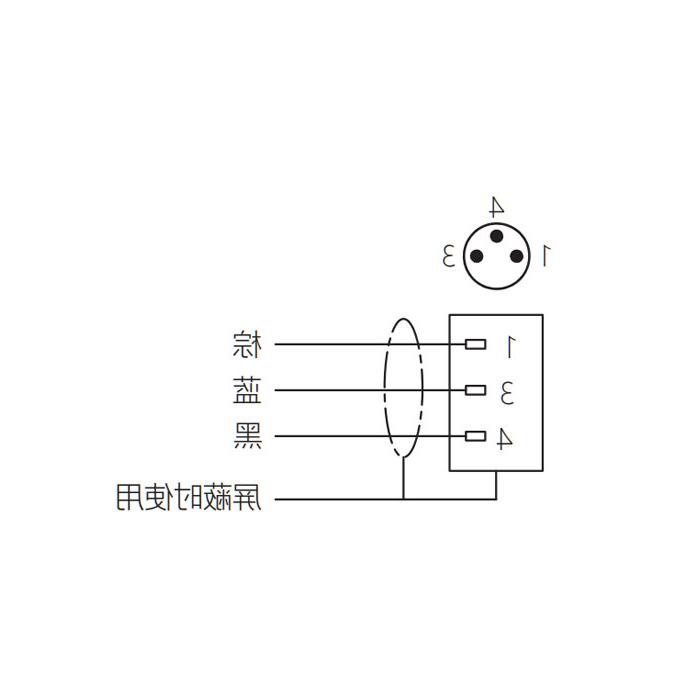 M8 3Pin, straight male head, single-end precast cable, PUR material, orange色护套、63T521-XXX