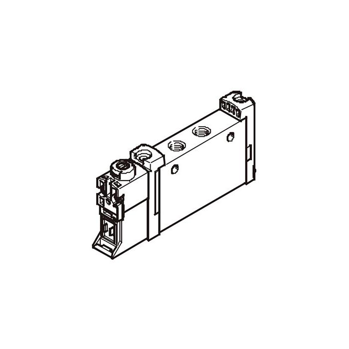 Tubular valve G1/4, 2x two-position three-way valve external pilot, mechanical spring return, valve width 18 mm, FV-L18-32U-MZT-G14, 574435